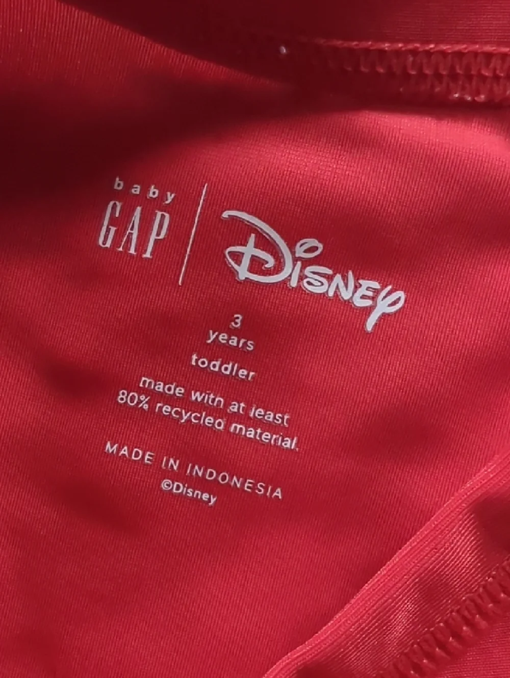 GAP Red Long-Sleeve Mickey Surf Rashguard Tee Size 3T